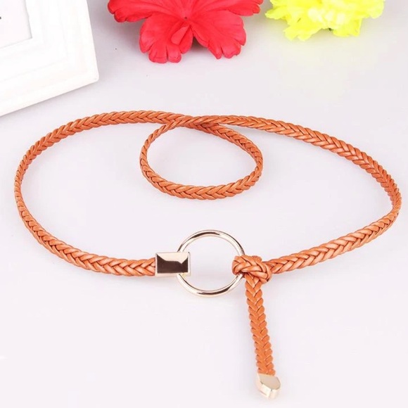 PU Leather Circle Tie Belt Set of 2 - Picture 2 of 3